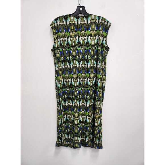 Jones New York Collection Womens Midi Dress Sz 0X Green Printed Sleeveless BOHO - Picture 7 of 8